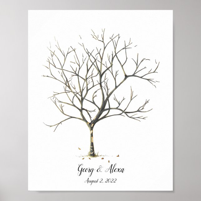 Herbst Wedding Fingerprint Tree Gästebuch (Vorne)