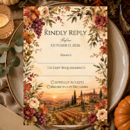 Herbst-Weingut-Hochzeit RSVP Karte