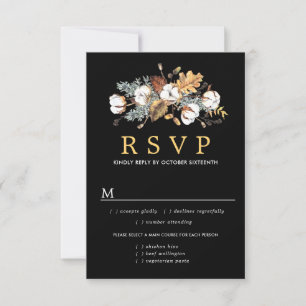 Herbst Weiße Blütenhochzeit RSVP-Karte, Mahlzeiten RSVP Karte