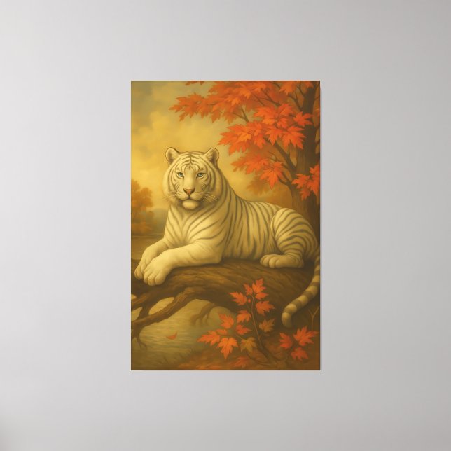 Herbst Weißer Tiger – Fine Art Leinwand (Vorderseite)