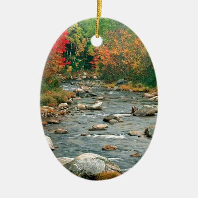 Herbst-weißes GebirgsNew Hampshire Keramik Ornament (Vorne)