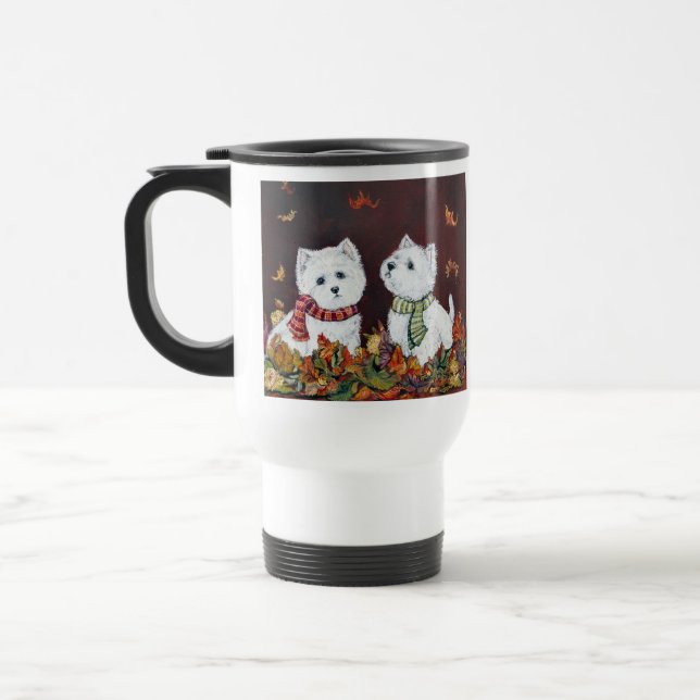 Herbst Westie Reise-Tasse Reisebecher (Links)