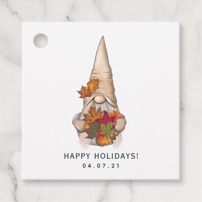 Herbst Whimsical Nordic Harvest Gnomes Geschenkanhänger (Vorderseite)