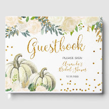 Herbst White and Gold Pumpkin Guest Books