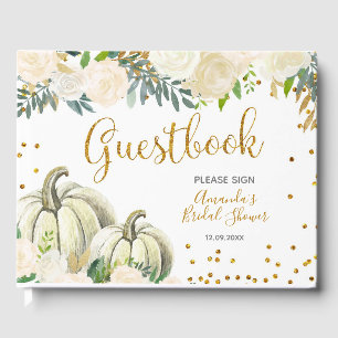 Herbst White and Gold Pumpkin Guest Books Gästebuch