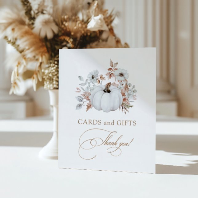 Herbst White Pumpkin Cards und Geschenke Sockelschild (Von Creator hochgeladen)