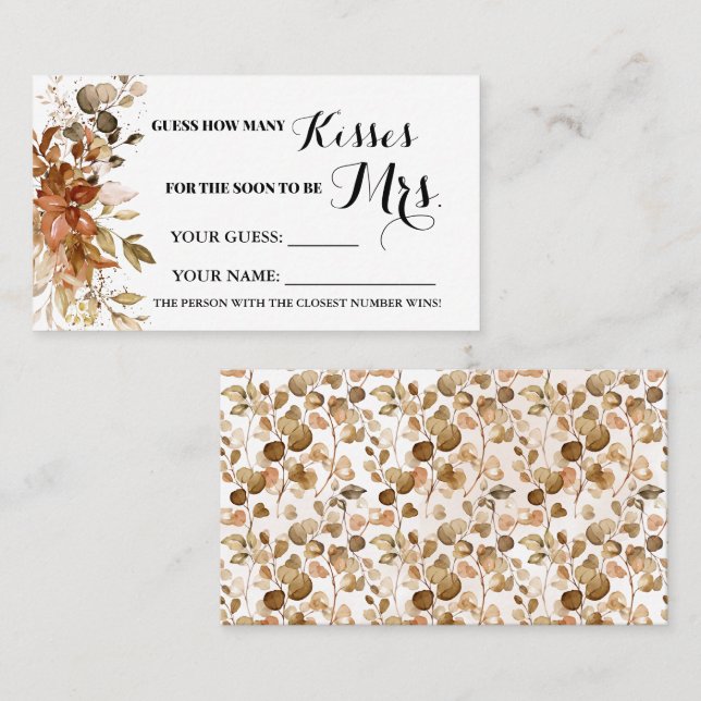 Herbst Wie viele Küsse für die Mrs. Spielkarte Platzkarte (Vorne/Hinten)