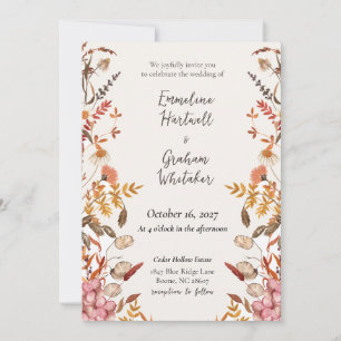 Herbst-Wiesen-Wildblumen-Hochzeitseinladung Einladung