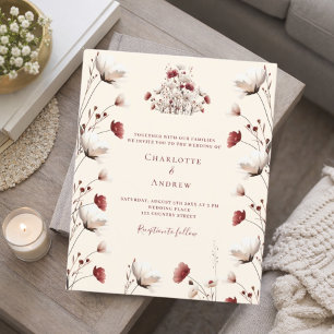 Herbst Wildblume burgundy Creme Einladung