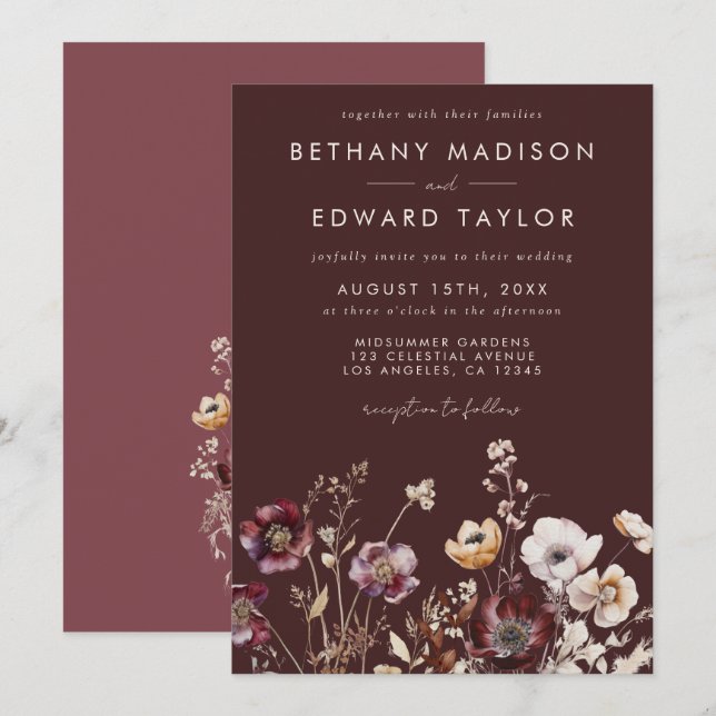Herbst-Wildblume Einladung (Vorne/Hinten)