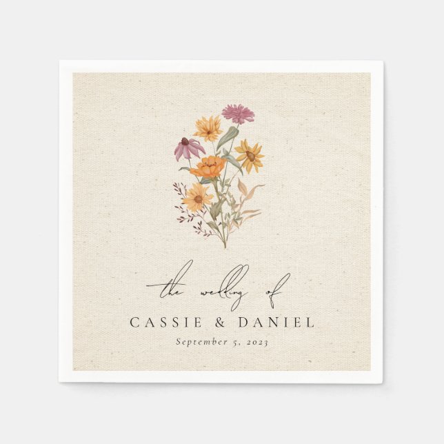 Herbst Wildblume Garden Botanische Hochzeit Serviette (Vorderseite)