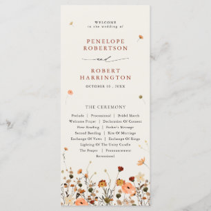 Herbst Wildblume Garden Floral Boho Hochzeit Programm