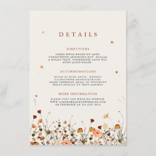 Herbst Wildblume Garden Floral Boho Hochzeitdetail Begleitkarte