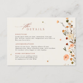 Herbst Wildblume Garden Floral Boho Hochzeitdetail Begleitkarte