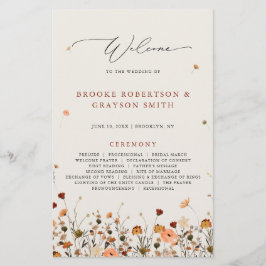 Herbst Wildblume Garden Floral Boho Hochzeitsprogr