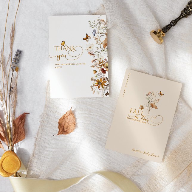 Herbst Wildblume Minimalistisch Elegante Babydusch Dankeskarte (Von Creator hochgeladen)