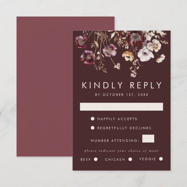 Herbst-Wildblume RSVP Karte (Vorne/Hinten)