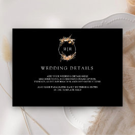 Herbst Wildblume Wappen Schwarze Hochzeiten Detail Begleitkarte