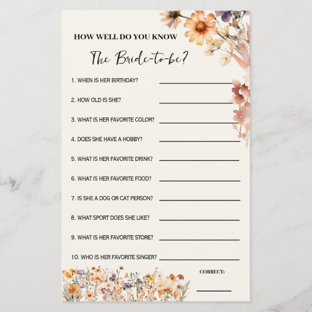 Herbst-Wildblume, wie gut du ihre Spielkarte kenns Flyer (Vorne)