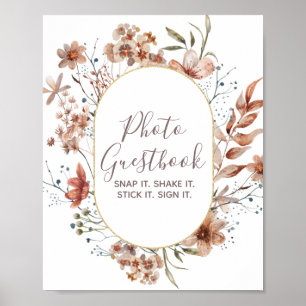 Herbst-Wildblumen-Aquarell-Foto-Gästebuch Poster