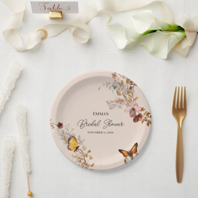Herbst-Wildblumen-Aquarell-Papierteller Pappteller (Hochzeit)