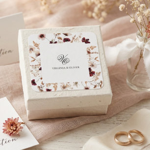 Herbst-Wildblumen Blumen Hochzeit Quadratischer Aufkleber