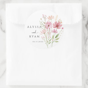 Herbst Wildblumen Blumen Hochzeit Runder Aufkleber