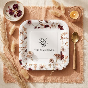 Herbst-Wildblumen-Blumenhochzeit  Pappteller