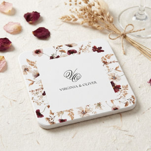 Herbst-Wildblumen-Blumenhochzeit Rechteckiger Pappuntersetzer