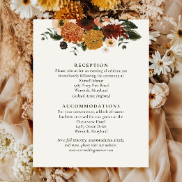 Herbst-Wildblumen-Burgunder-Boho-Hochzeitsdetails Begleitkarte