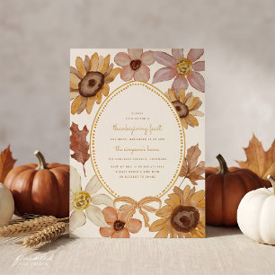 Herbst-Wildblumen-Einladung zum Thanksgiving-Dinne Feiertagskarte