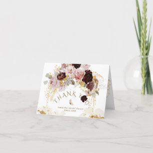 Herbst-Wildblumen-Gold-Blumen-Brautparty Dankeskarte