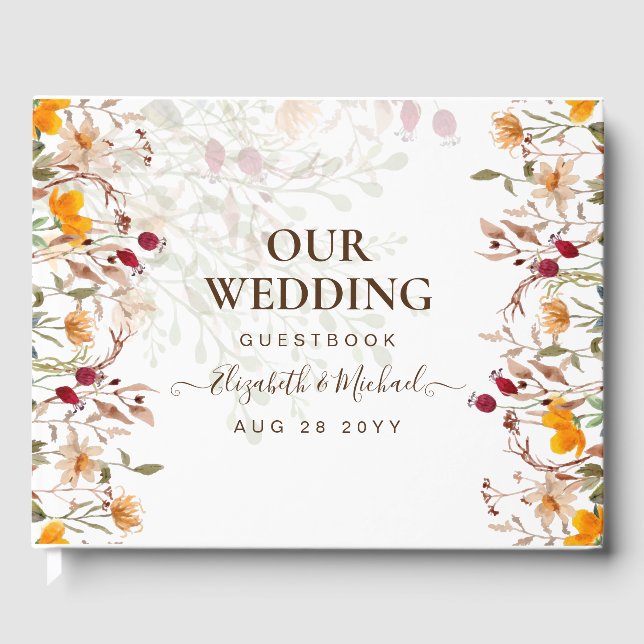 Herbst-Wildblumen Hochzeitsbuch Gästebuch (Vorderseite)
