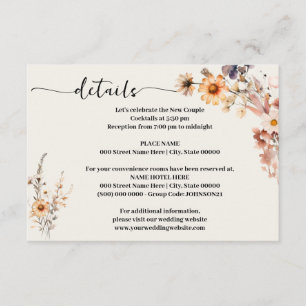 Herbst-Wildblumen Hochzeitsszenario Begleitkarte