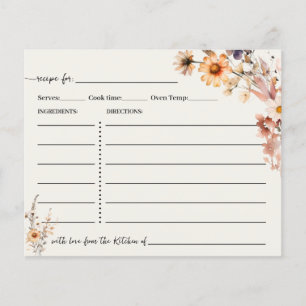Herbst Wildblumen Rezept Karte Boho Chic