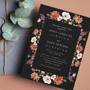 Herbst Wildblumen Schwarzes Herbst Foto Moderne Ho Einladung