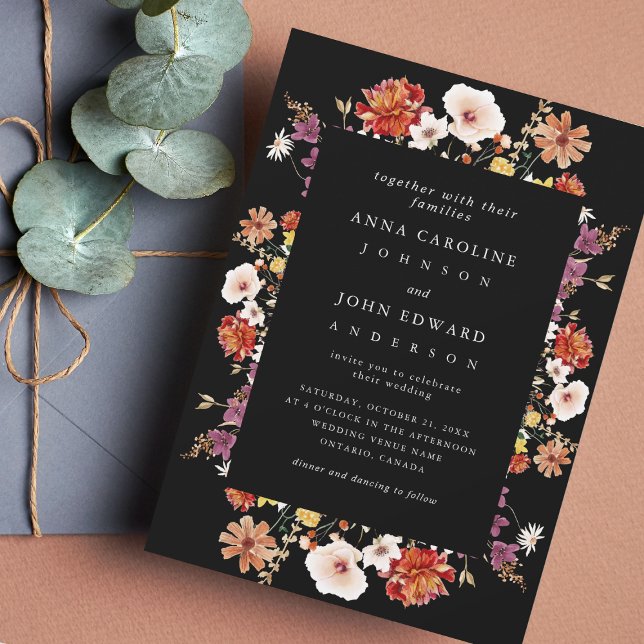 Herbst Wildblumen Schwarzes Herbst Foto Moderne Ho Einladung (Von Creator hochgeladen)