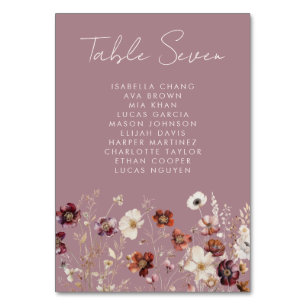 Herbst-Wildblumenfeld-Hochzeit Tischnummer