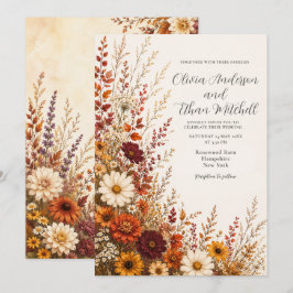 Herbst-Wildblumenwiese-Hochzeit Einladung