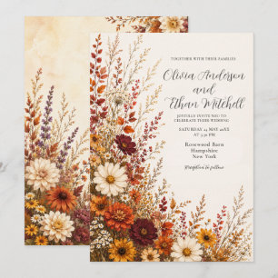 Herbst-Wildblumenwiese-Hochzeit Einladung