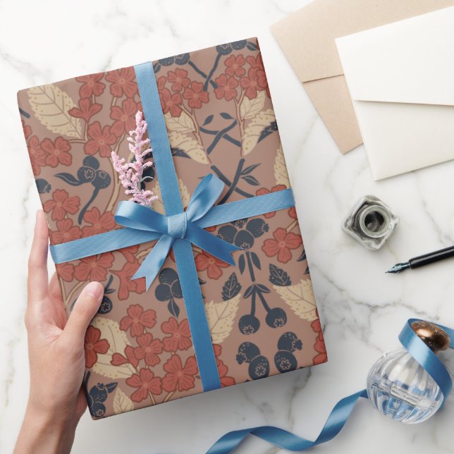 Herbst-William-Morris-Stil-Muster Geschenkpapier (Schenken)