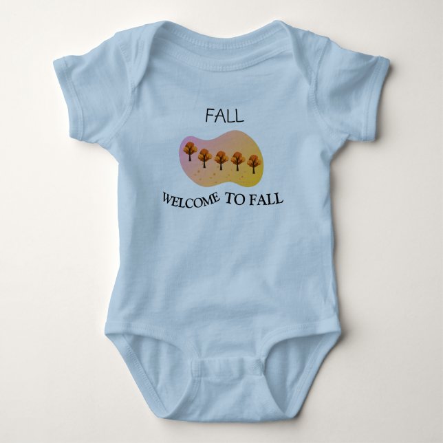 Herbst Willkommen bei Fall Baby Light Blue Strampler (Vorderseite)