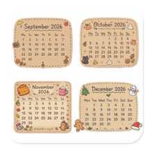 Herbst Winter 2026 Kalender Aufkleber Blatt | Sept