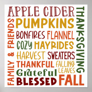 Herbst Winter Erntedankfest Feiertag Dankbar Poster