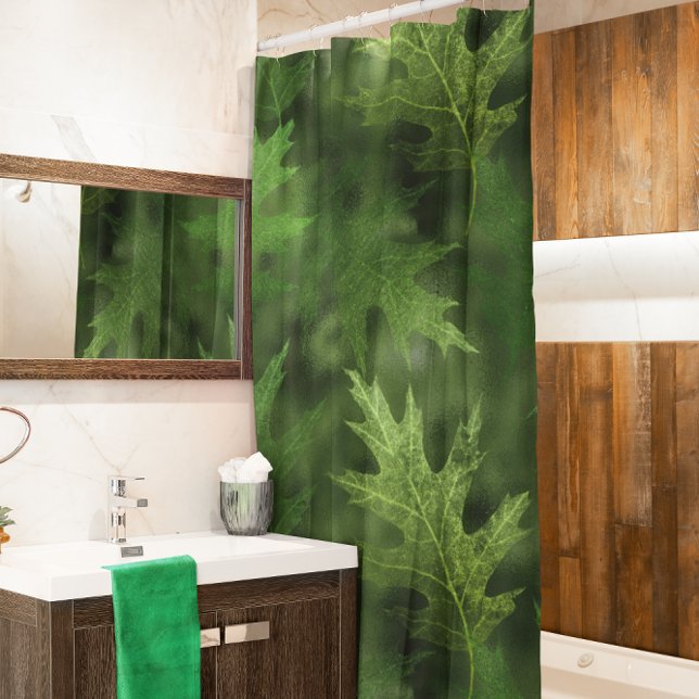 Herbst Winter Herbstlaub Green Shimmer Leaf Duschvorhang (Von Creator hochgeladen)