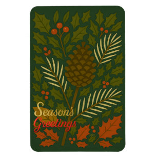 Herbst & Winter Mitte des Jahrhunderts Frohe Festt Magnet