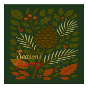 Herbst & Winter Mitte des Jahrhunderts Frohe Festt Poster