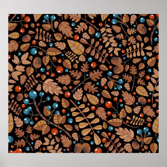 Herbst Winter Pflanze: Vintages Muster Poster (Vorne)