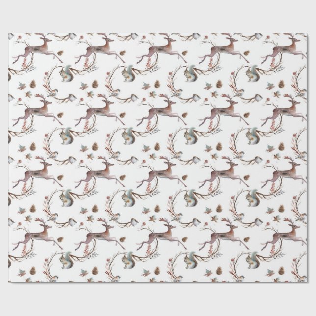 Herbst-Winter-Waldrotwild-Geschenk-Packpapier Geschenkpapier (Flach)