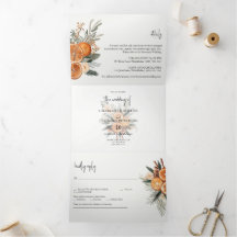 Herbst Winter Wedding Foto Tri-Fold Einladung